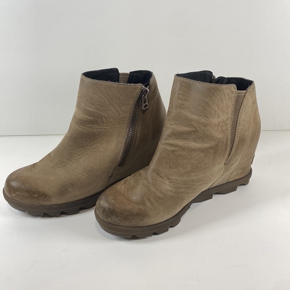Sorel Joan of Arctic wedge II zip side booties tan leather - Picture 5 of 9